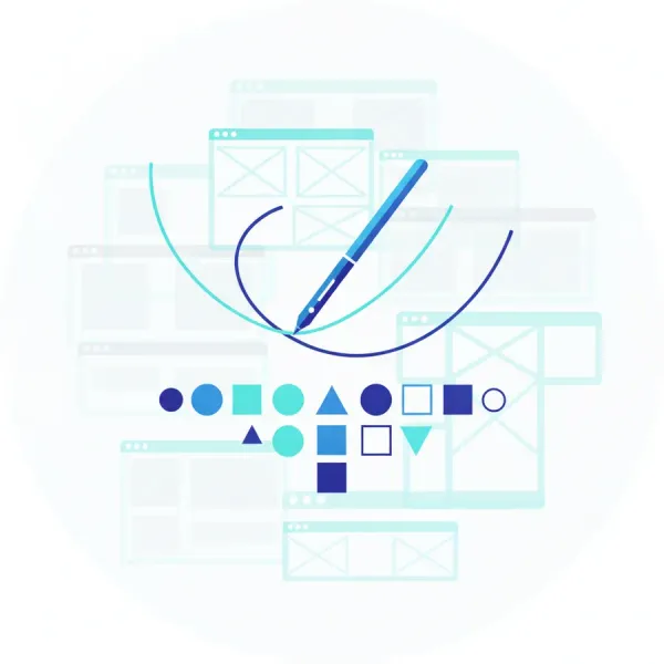Illustration: Konzept- und Designphase mit Layouts und Gestaltung