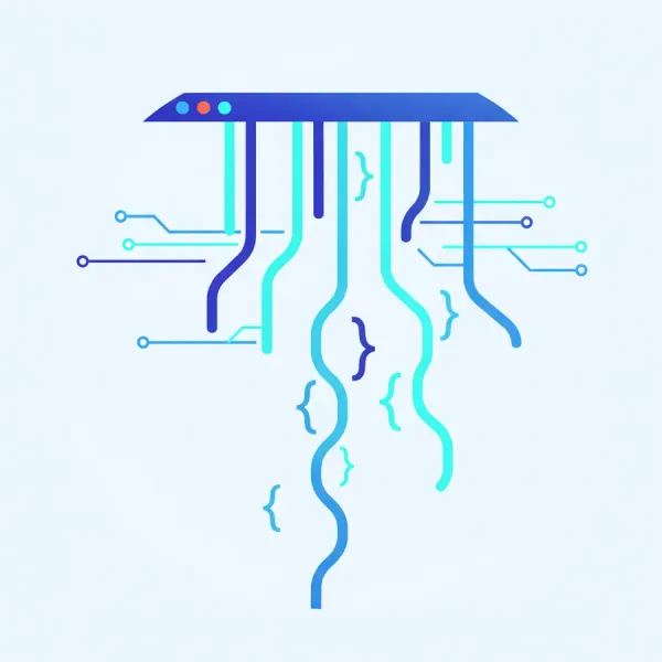Illustration: Programmierung mit Code-Editor und Schnittstellen