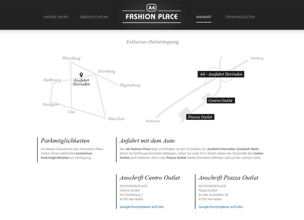 Screenshot Webseite A6 Fashion Place