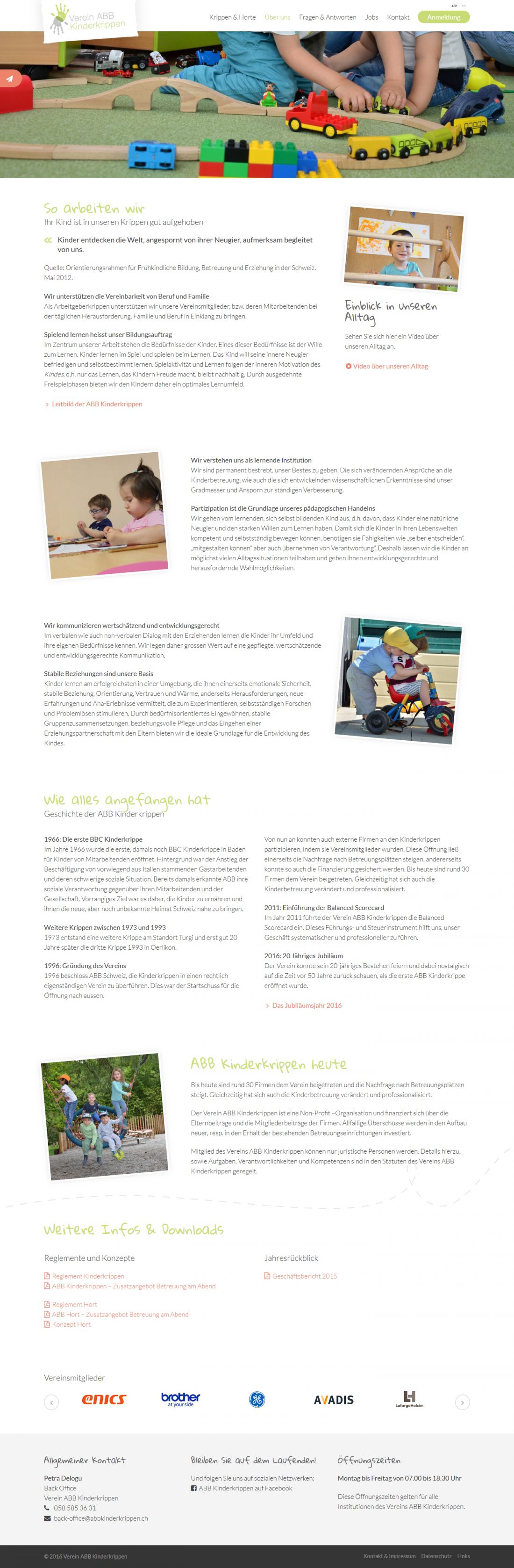 Screenshot Webseite ABB Kinderkrippen