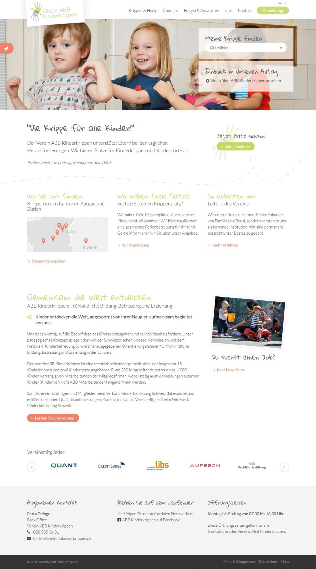 Screenshot Webseite ABB Kinderkrippen
