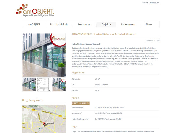 Screenshot Webseite Am Objekt Immobilien