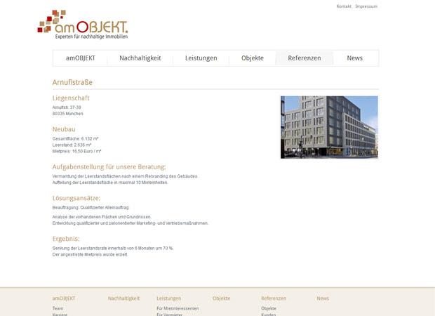 Screenshot Webseite Am Objekt Immobilien