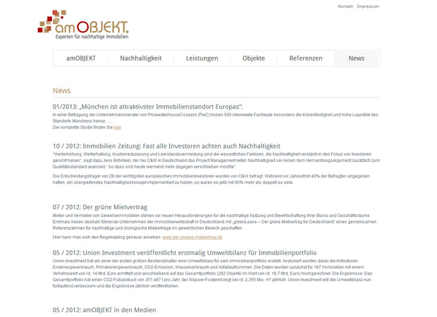 Screenshot Webseite Am Objekt Immobilien