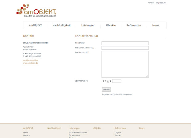 Screenshot Webseite Am Objekt Immobilien