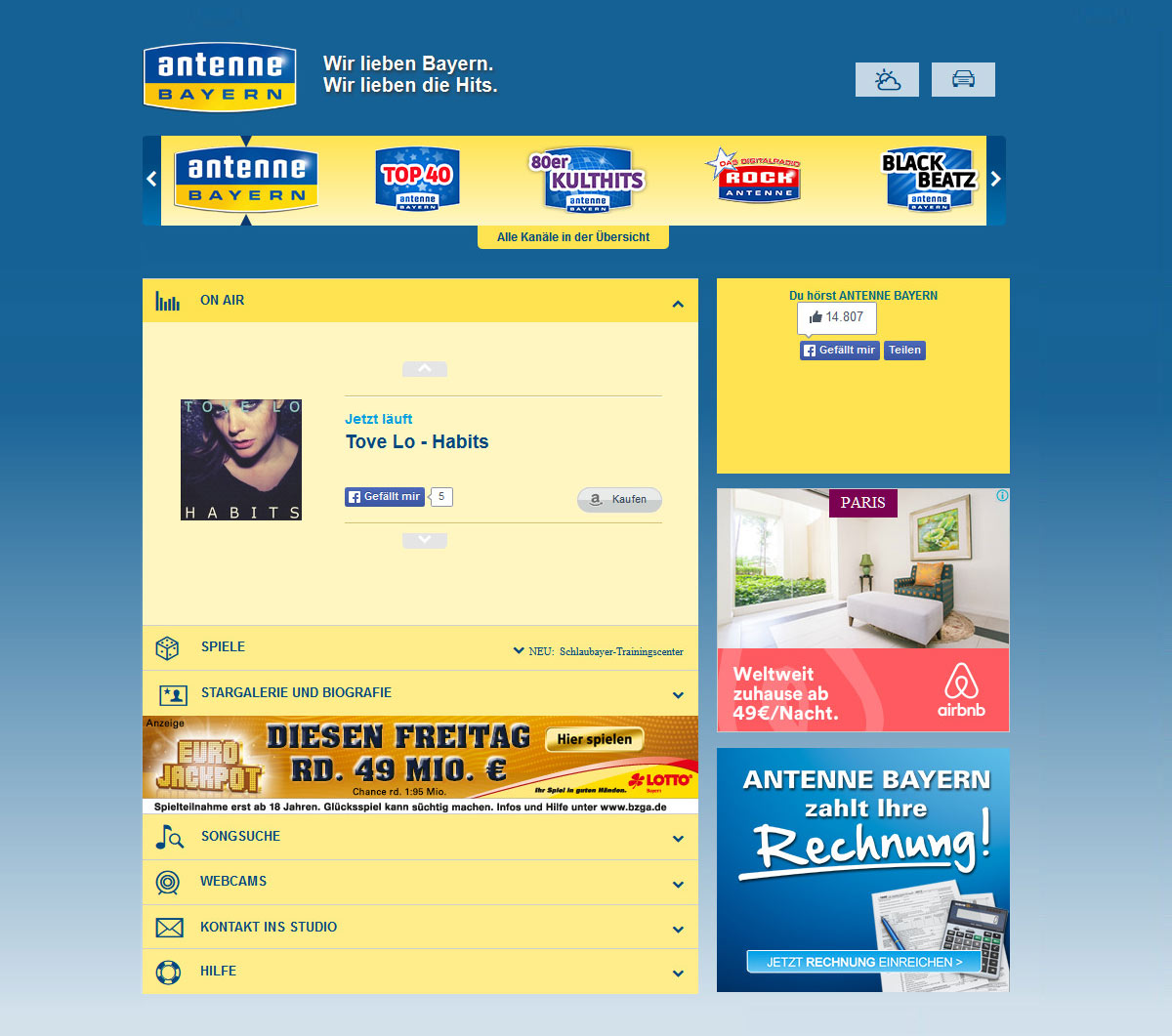 Projekt Webdesign München - ANTENNE Bayern Webradio