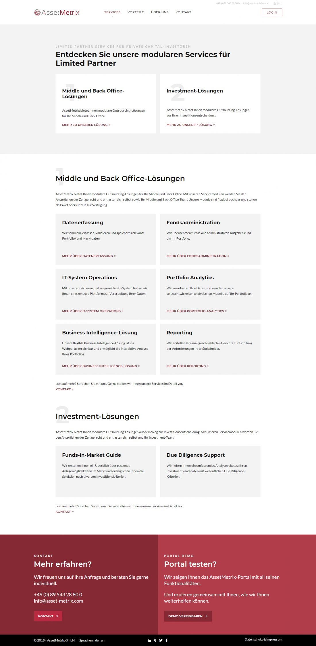 Screenshot Webseite Asset Metrix