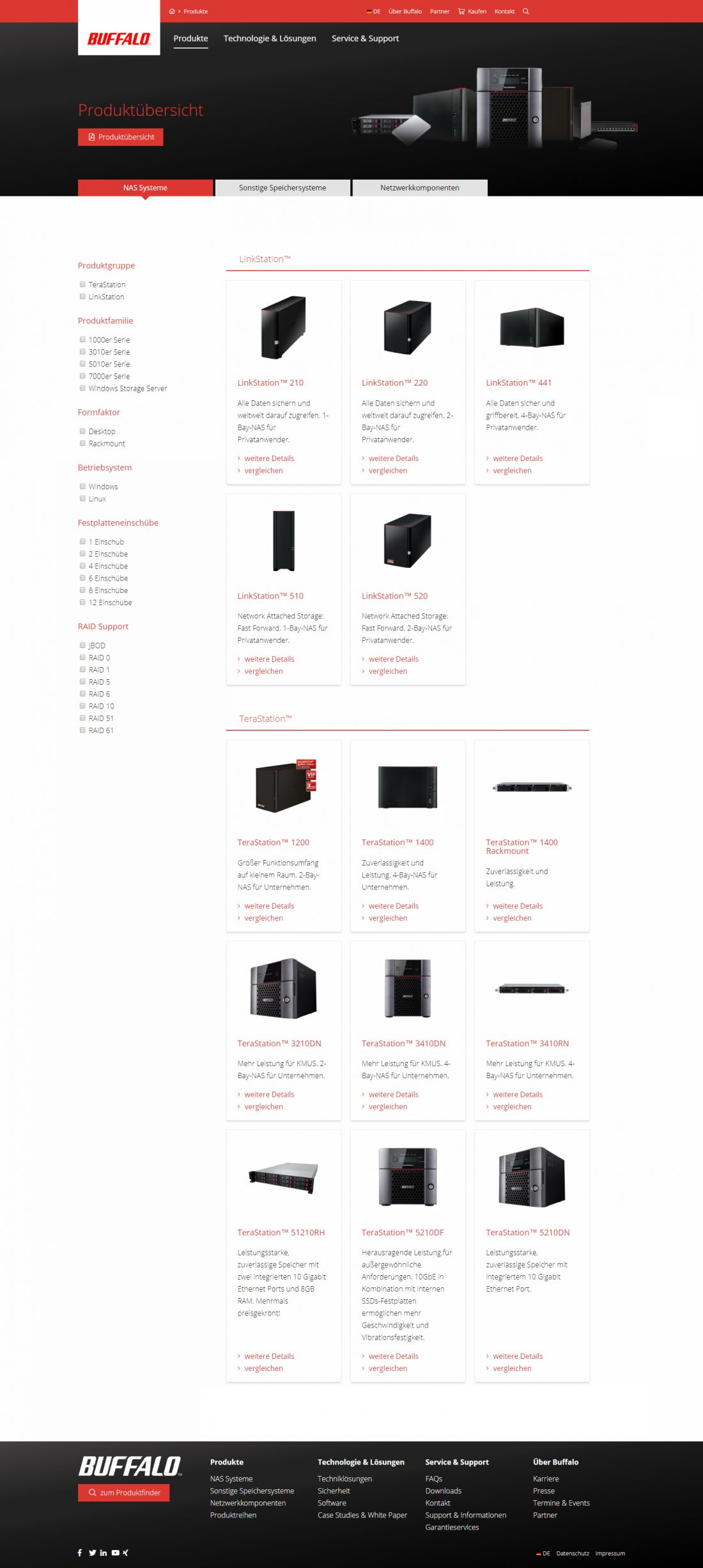 Screenshot Webseite Buffalo Technology