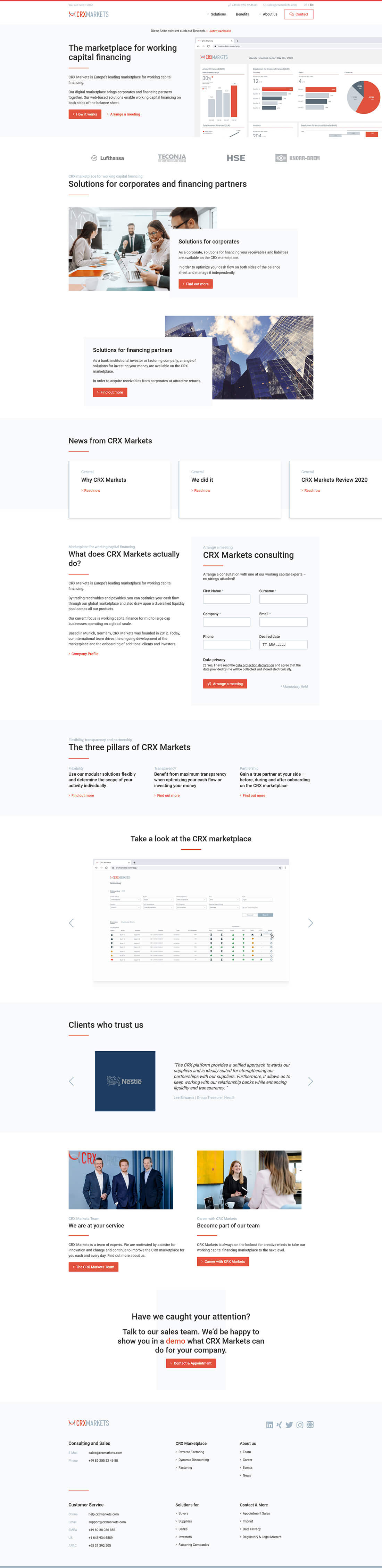 Screenshot Webseite CRX Markets