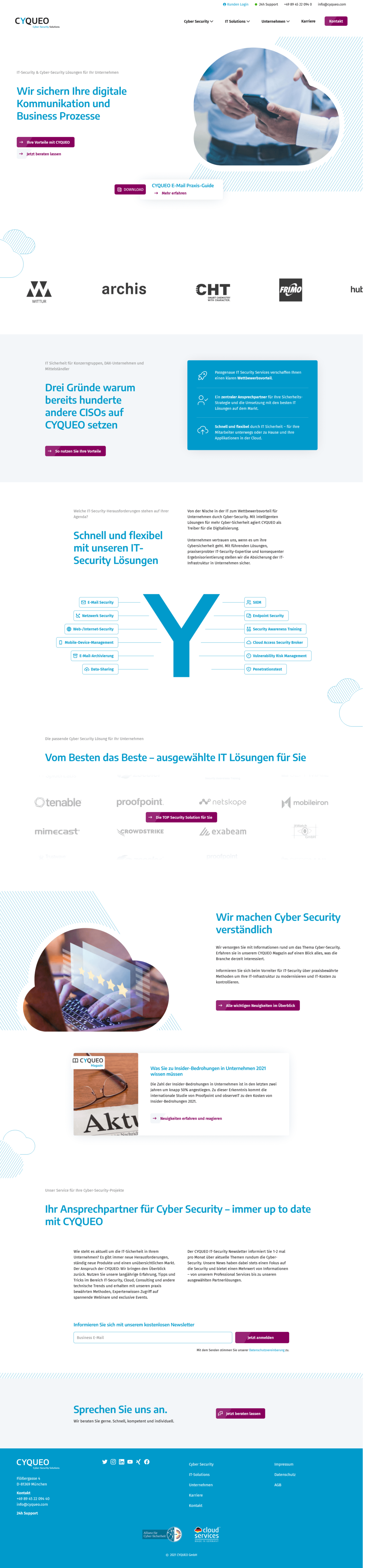 Screenshot Webseite CYQUEO