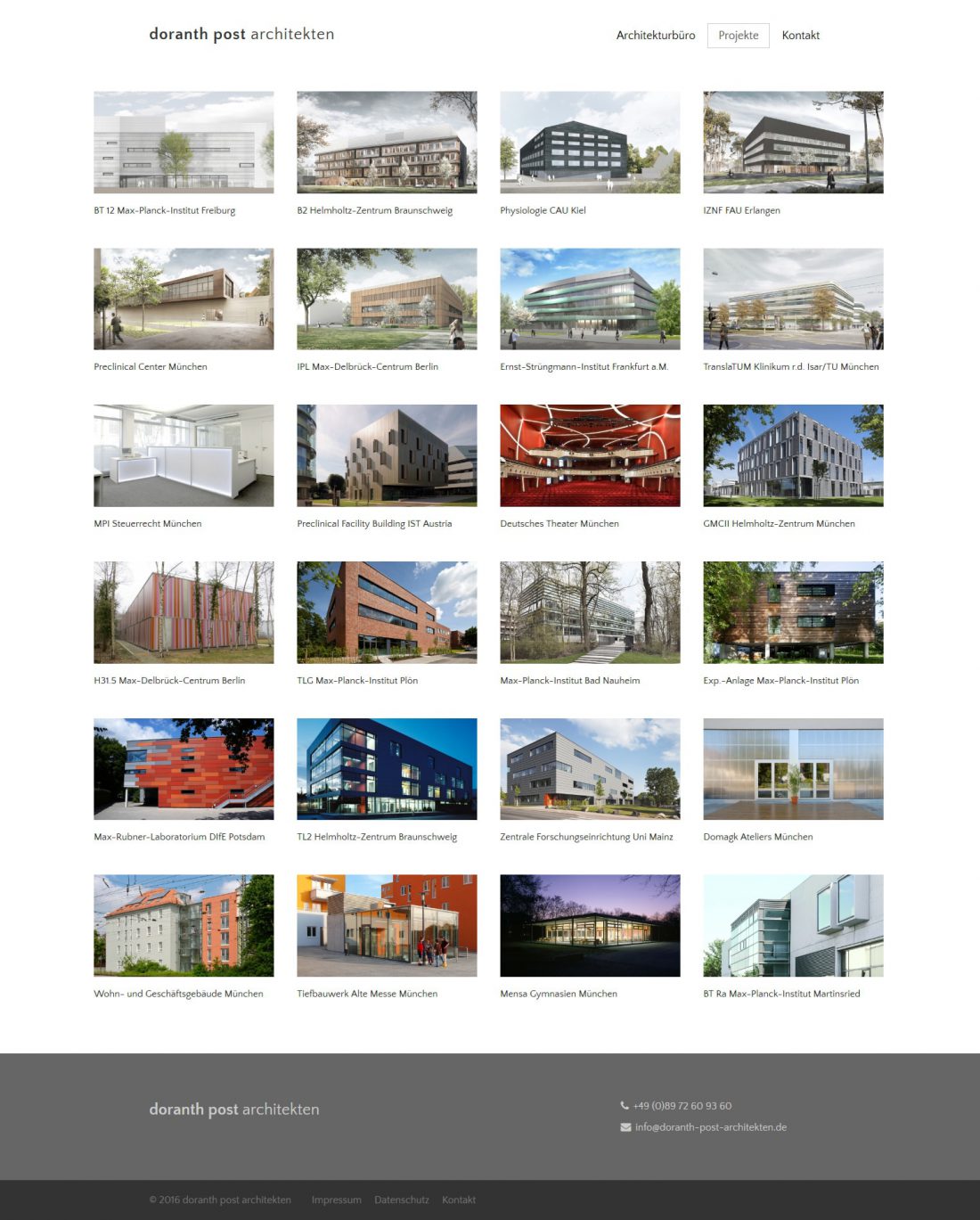 Screenshot Webseite Doranth Post Architekten
