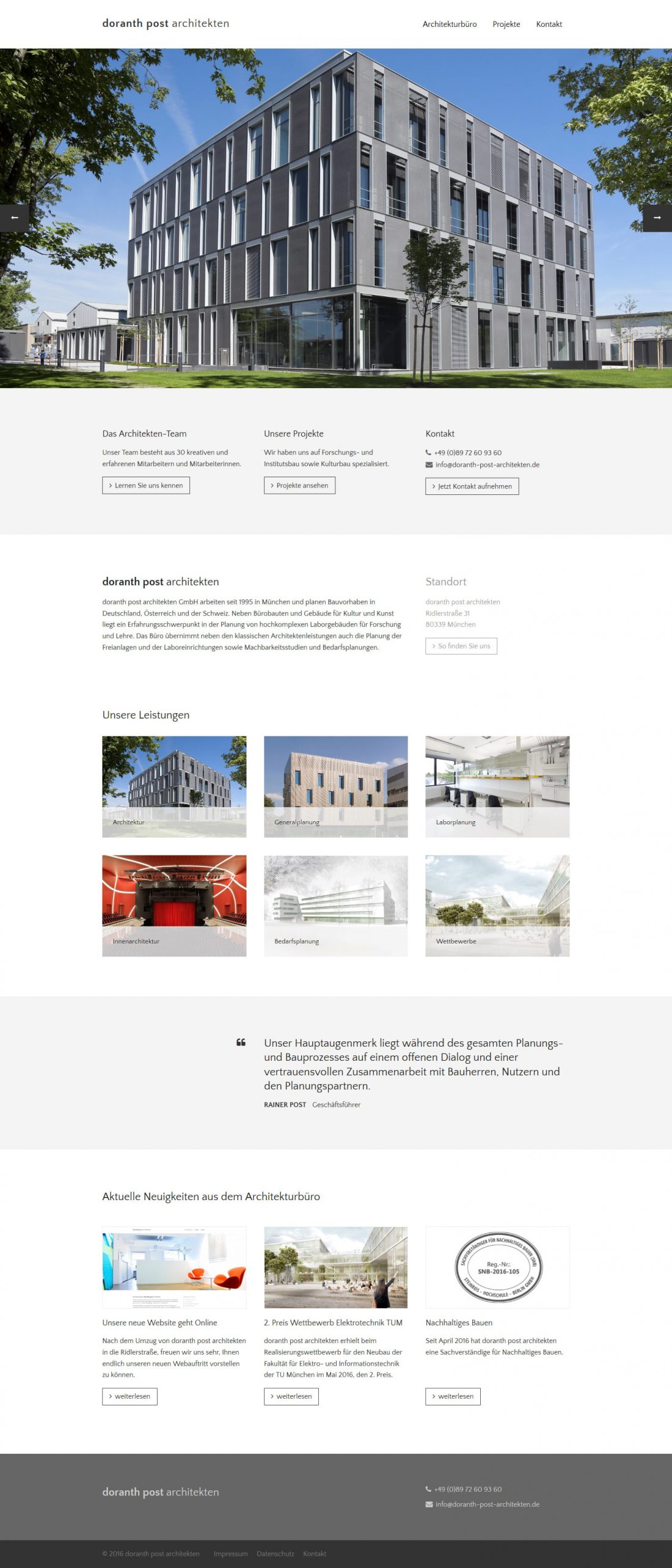 Screenshot Webseite Doranth Post Architekten