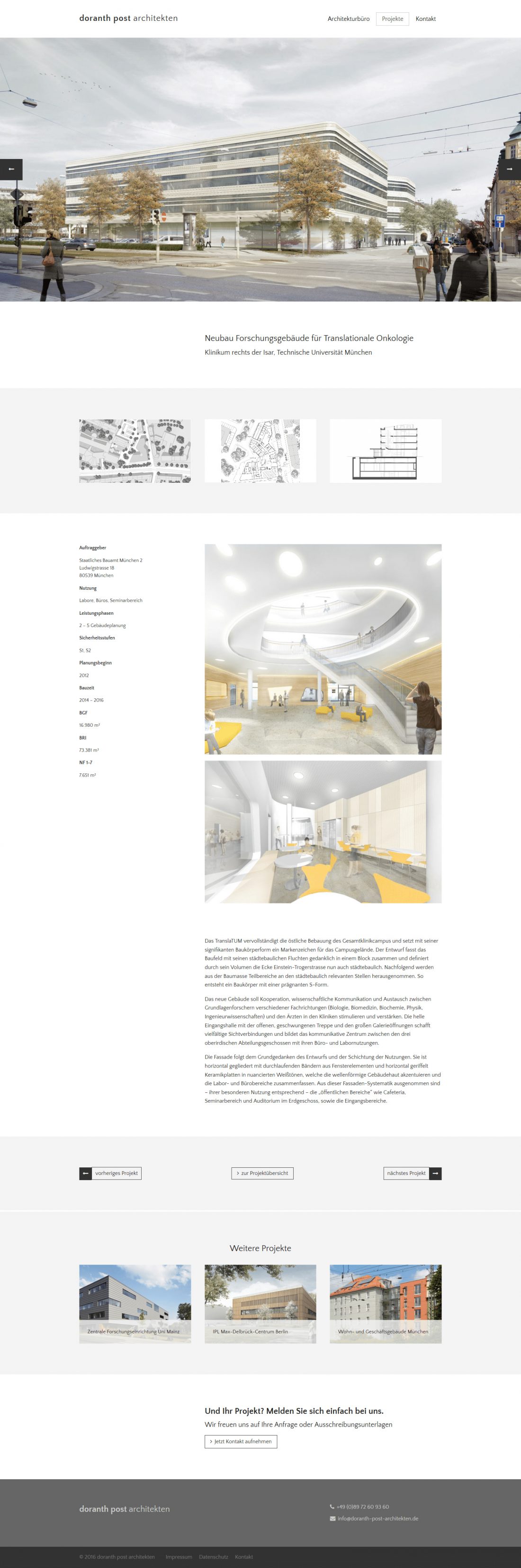 Screenshot Webseite Doranth Post Architekten