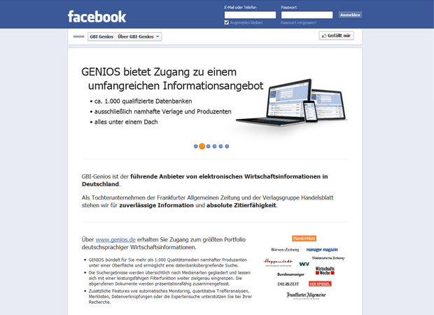 Screenshot Webseite Genios