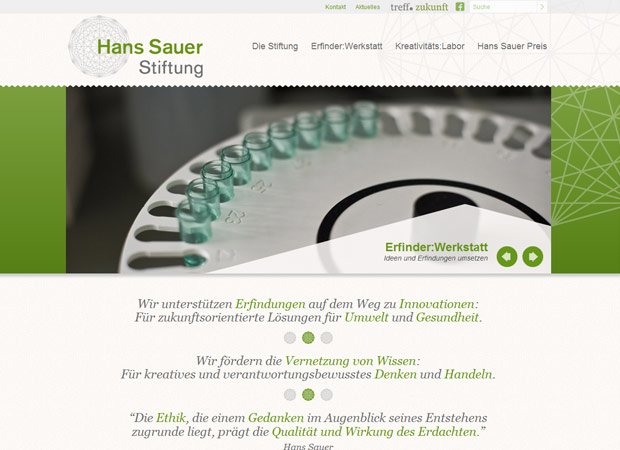 Screenshot Webseite Hans Sauer Stiftung