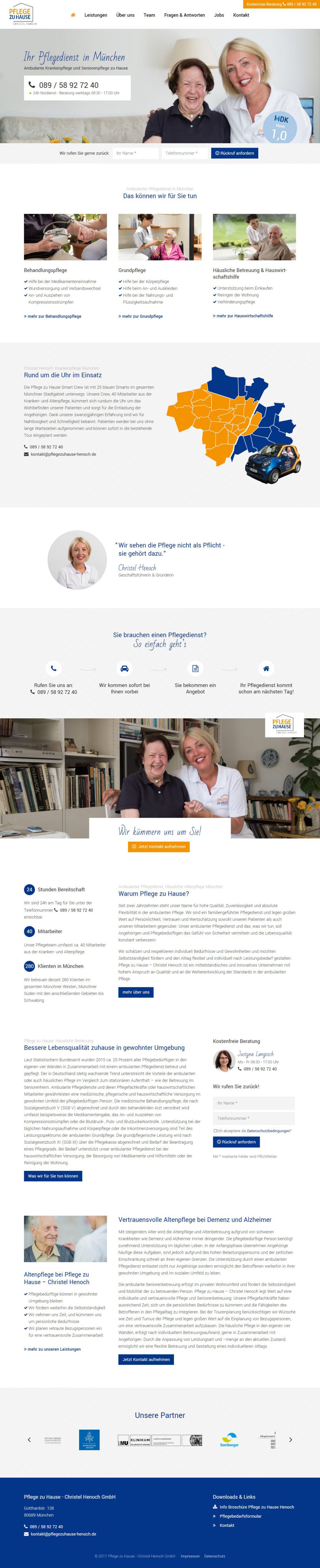 Screenshot Webseite Pflege zu Hause