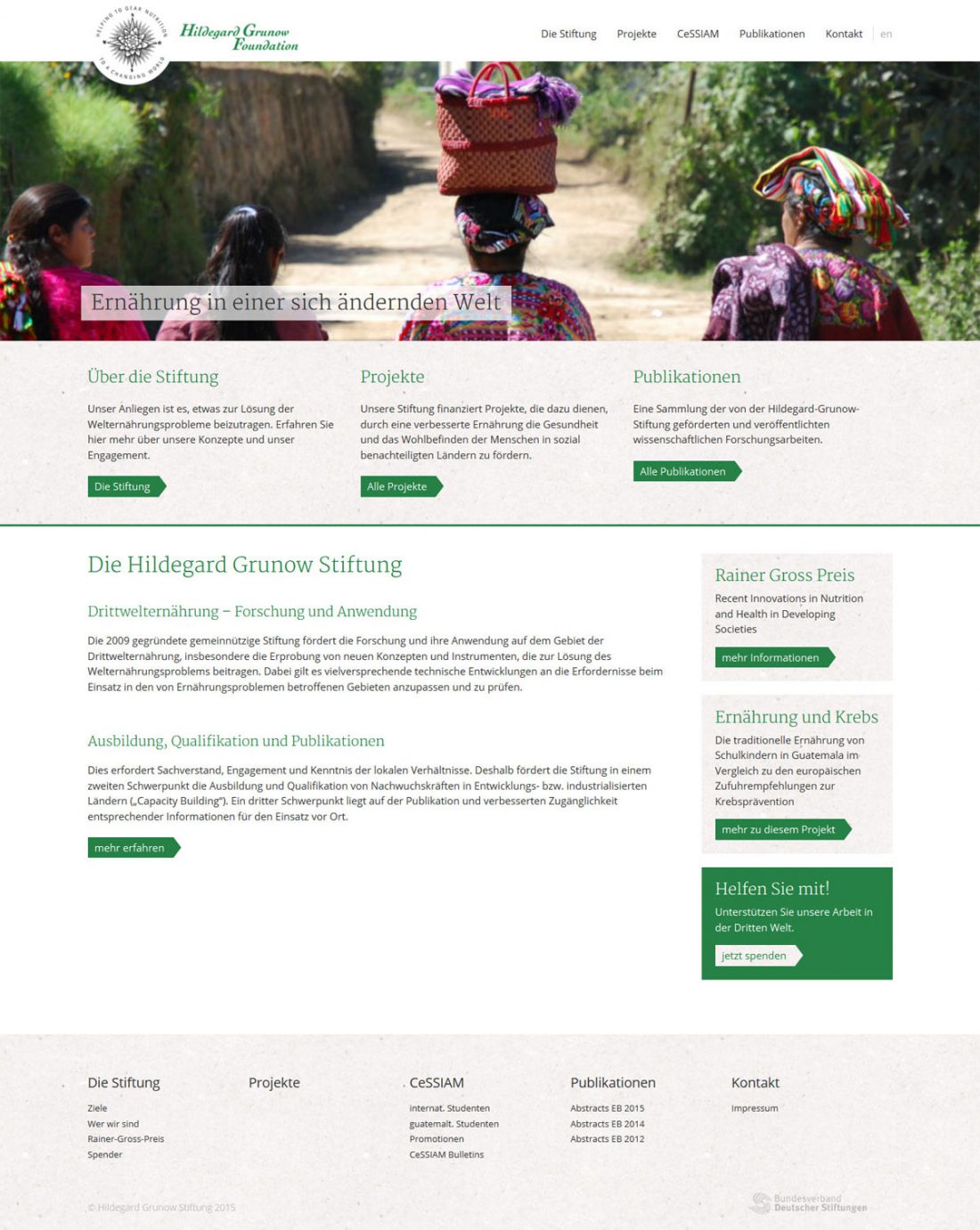 Screenshot Webseite Hildegard Grunow Stiftung