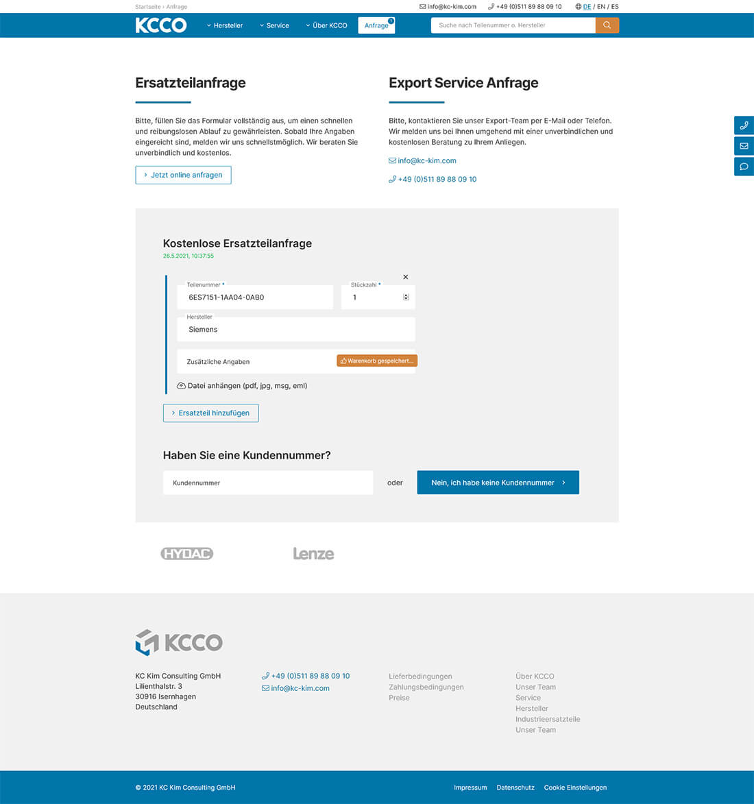 Screenshot Webseite KCCO