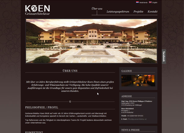 Screenshot Webseite Grünarchitektur Koen