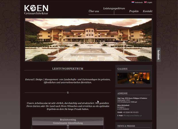 Screenshot Webseite Grünarchitektur Koen