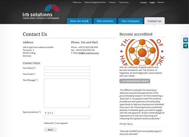 Screenshot Webseite LRB Solutions
