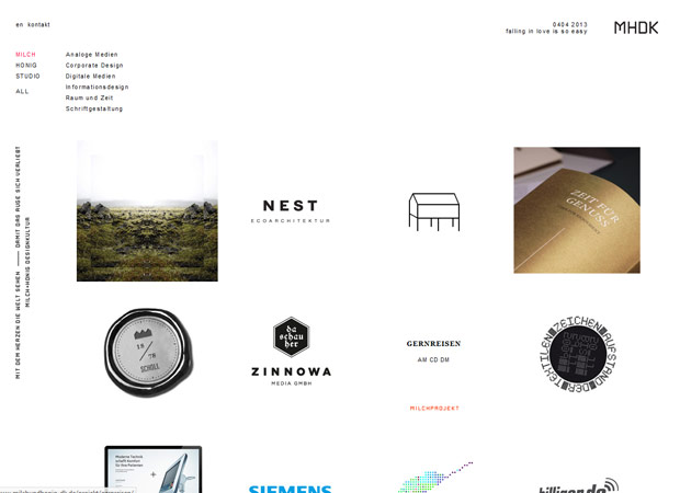 Screenshot Webseite Milch + Honig | Designkultur