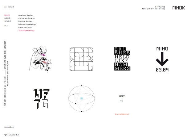 Screenshot Webseite Milch + Honig | Designkultur
