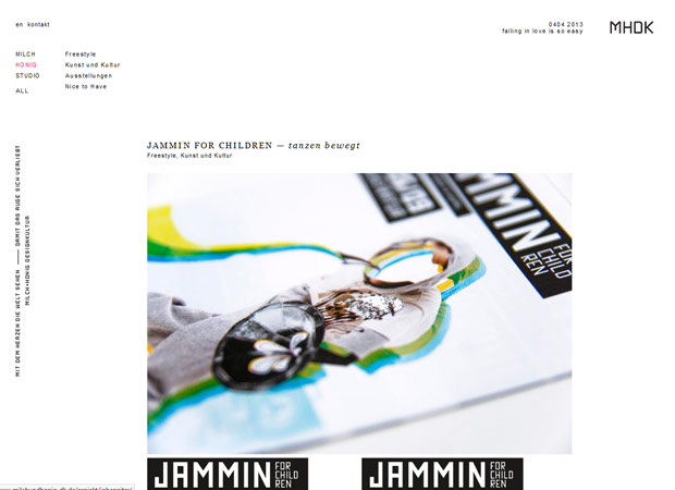 Screenshot Webseite Milch + Honig | Designkultur