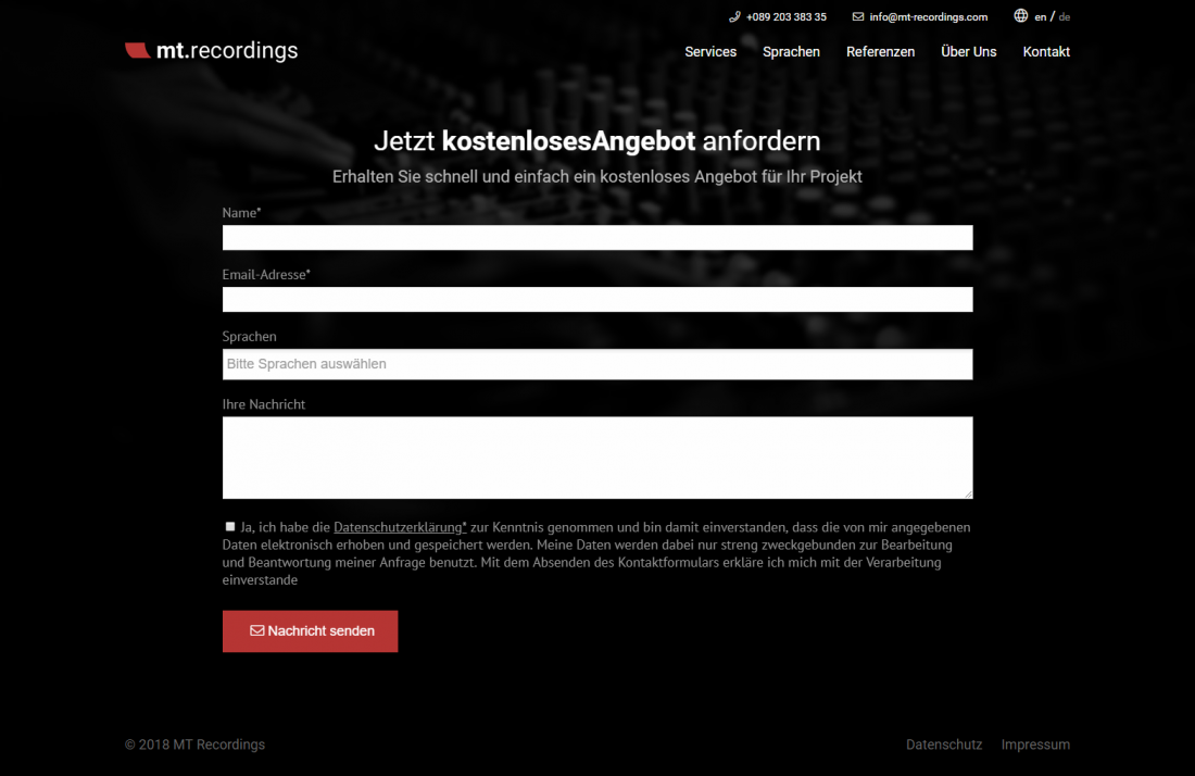 Screenshot Webseite mt.recordings