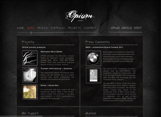 Screenshot Webseite Opium Effect