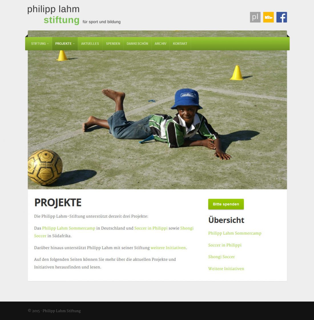 Screenshot Webseite Philipp Lahm Stiftung