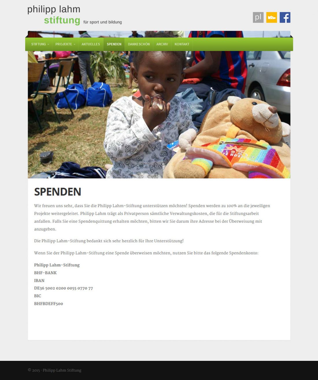 Screenshot Webseite Philipp Lahm Stiftung