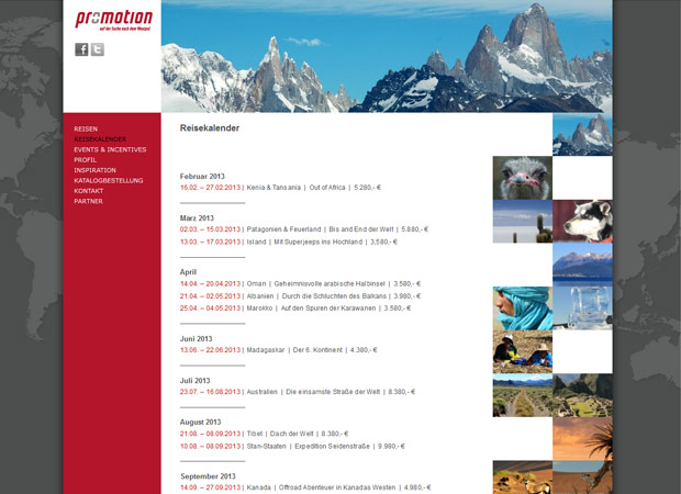 Screenshot Webseite Pro + Motion Travel