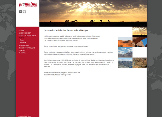 Screenshot Webseite Pro + Motion Travel