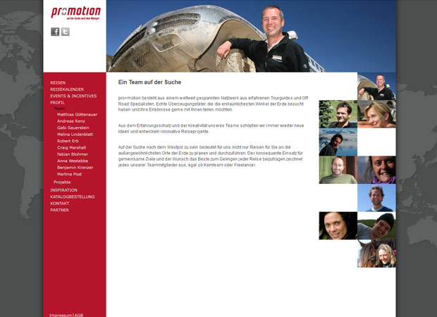 Screenshot Webseite Pro + Motion Travel