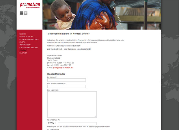 Screenshot Webseite Pro + Motion Travel