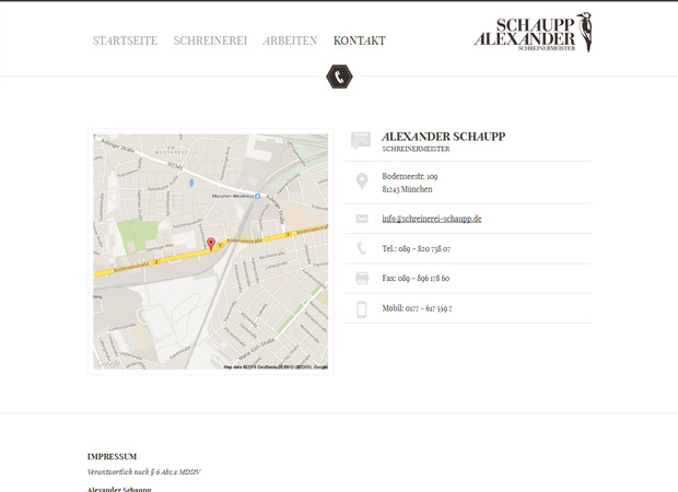 Screenshot Webseite Schreinerei Alexander Schaupp