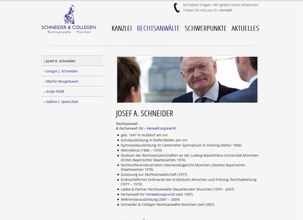 Screenshot Webseite Schneider & Collegen