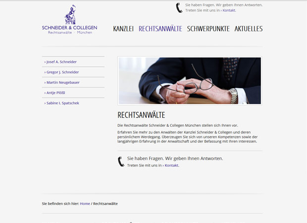 Screenshot Webseite Schneider & Collegen