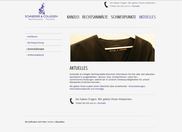 Screenshot Webseite Schneider & Collegen