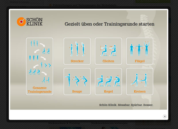 Screenshot Webseite Schön Klinik Rückentraining