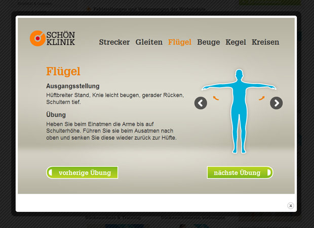 Screenshot Webseite Schön Klinik Rückentraining