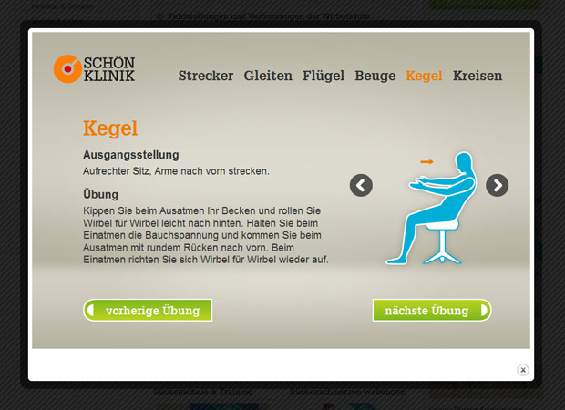 Screenshot Webseite Schön Klinik Rückentraining