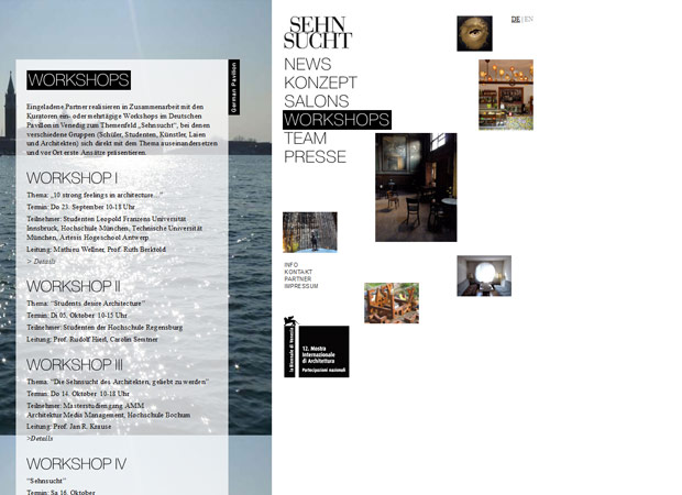 Screenshot Webseite Sehnsucht Biennale