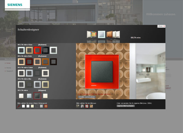 Screenshot Webseite Siemens Schalterdesigner