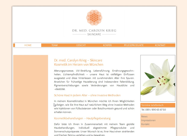 Screenshot Webseite Skincare