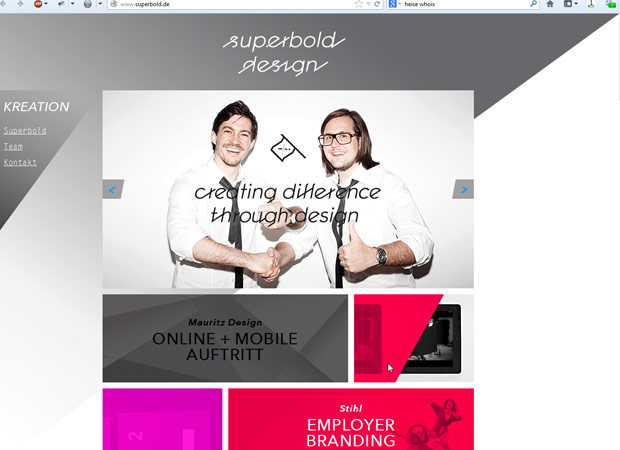 Screenshot Webseite Superbold Design