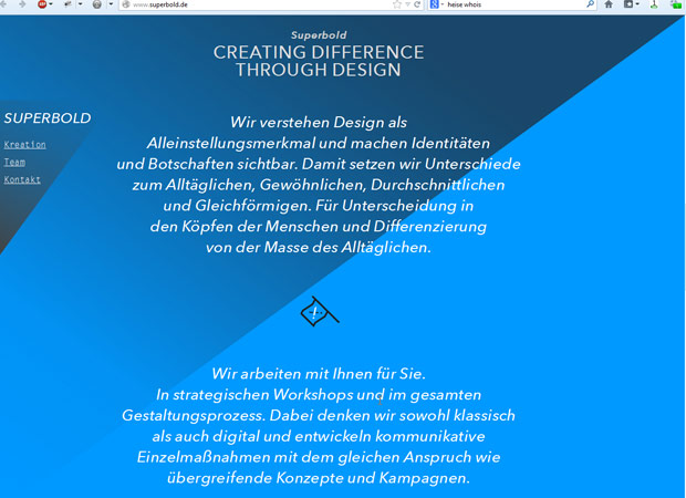 Screenshot Webseite Superbold Design