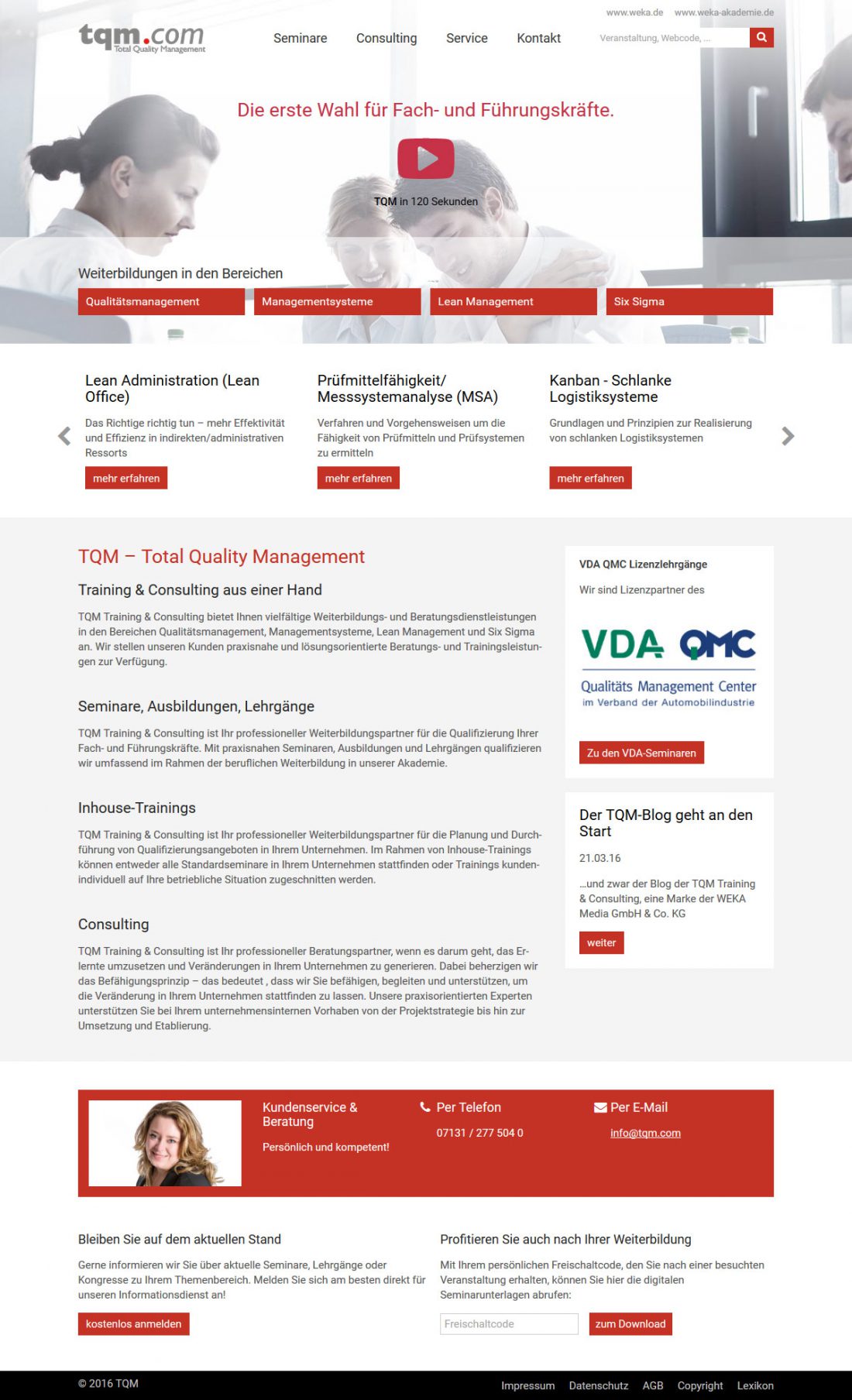 Screenshot Webseite TQM