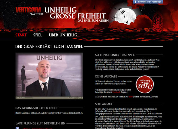 Screenshot Webseite Unheilig – Große Freiheit